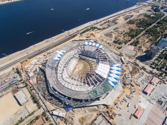 Фоторепортаж о строительстве стадиона "Волгоград Арена"