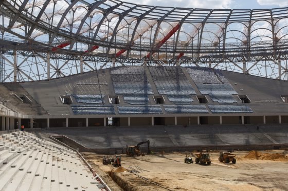 Фоторепортаж о строительстве стадиона "Волгоград Арена"