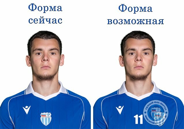 Форма справа не лучше бы была, герб - слева бы оставили, номер игрока посередине.